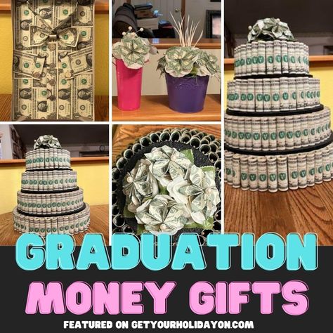 Diy Money Cake, Graduation Money Gifts, Graduation Money, Money Cake, Money Flowers, Money Gifts, Cat Proofing, Creative Money Gifts, Diy Spring Wreath