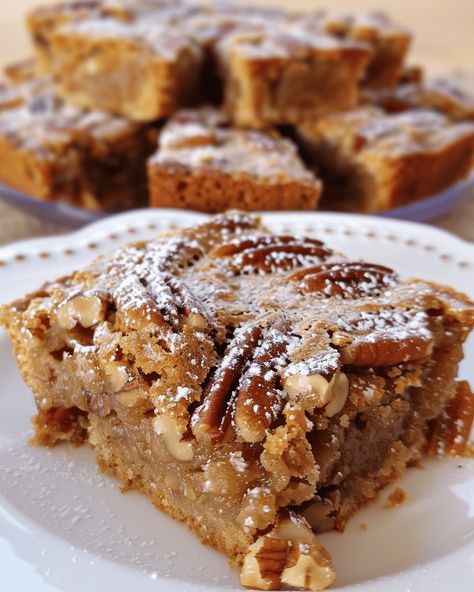 Pecan Pie Cake - Recipes, Tasks & Tools Pecan Pie Sheet Cake, Pies And Tacos Pecan Pie Cake, Pecan Pie Cake Recipe, Pecan Pie Cake, Unleavened Bread, Butter Pecan Cake, Make Ahead Desserts, Autumn Recipes, Pecan Cake