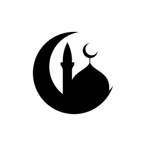 Flat vector illustration of mosque and crescent silhouette logo concept. Suitable for design element of ramadan Kareem logo, islamic event, and holy muslim day celebration. Ramadan Logo Design, Mosque Logo Design, Islamic Logo Design, Ramadan Logo, Muslim Logo, Logo Masjid, Muslim Sign, Islam Logo, Islamic Symbols