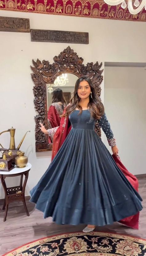 Plus Size Lehenga, Blue Velvet Gown, Long Anarkali Gown, Velvet Dressing Gown, Engagement Gown, Readymade Salwar Kameez, Long Anarkali, Gown With Dupatta, Lehenga Choli Wedding