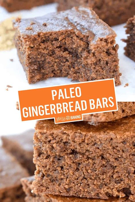 Christmas Paleo Recipes, Paleo Christmas Breakfast, Whole 30 Christmas Desserts, Qi Stagnation, Paleo Deserts, Gingerbread Bars, Paleo Gingerbread, Healthy Bakes, Paleo Christmas