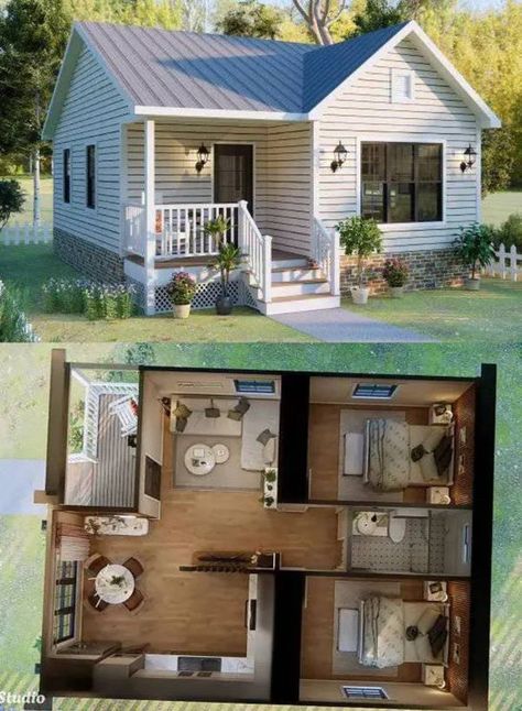 American House Design Ideas | 🏡❤️ New Tiny House 🏡❤️  | Facebook Small House Blueprints, Small Cottage House Plans, Affordable Homes, Small House Layout, Tiny House Layout, Tiny House Community, House Design Plans, Small House Floor Plans, House Floor Design