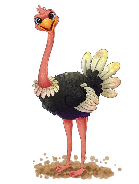 Cartoon Ostrich, Work Cartoons, Farm Images, Jungle Mural, Joker Iphone Wallpaper, Cartoon Birds, Baby Illustration, Girly Drawings, Sketch Painting