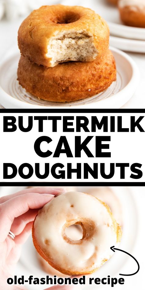 Buttermilk Donuts Old Fashioned Baked, Buttermilk Donuts Baked, Buttermilk Donuts Old Fashioned, Buttermilk Baking Recipes, Desserts With Buttermilk, Baked Buttermilk Donuts Recipe, Doughnuts Recipe No Yeast, Buttermilk Cake Recipes, Cake Doughnut Recipe