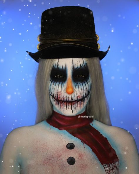 Snowman Makeup, Evil Christmas, Snowman Creative, Funky Makeup, 2024 Halloween, 25 Days Of Christmas, Male Makeup, Art Makeup, Halloween Costumes Makeup