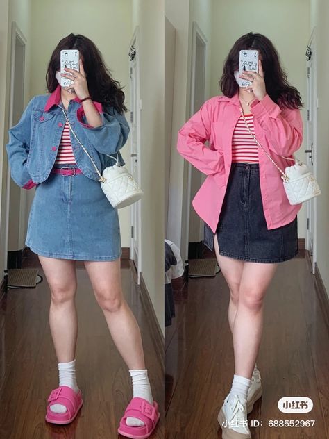 Plus Size Korean Fashion Women's Casual, Kpop Plus Size Outfits, Kawaii Outfit Plus Size, Barbie Plus Size Outfits, Korean Outfits Plus Size, Plus Size Kpop Concert Outfit, Casual Cute Outfits Spring, Mid Size Spring Outfits 2024, Chubby Fashion Outfits Casual