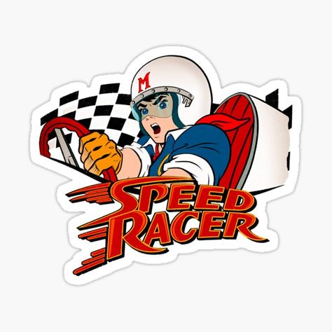 Speed Racer Cartoon, Speed Racer, Cartoon Stickers, Window Vinyl, Christmas Stickers, Funny Stickers, Sport Team Logos, Bumper Stickers, Custom Stickers