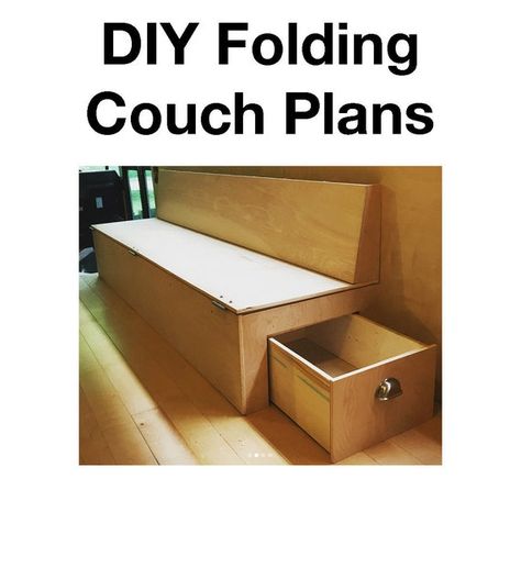 These are detailed, step-by-step plans for building a plywood folding couch. The plans consist of 13 pages of woodworking steps, measurements, and photographs ... and the plans delivered to you as a PDF immediately upon purchase. This folding couch was originally built in 2018 for a bus conversion Folding Couch, Camper Beds, Diy Camper Remodel, Camper Storage, Building Process, Camper Makeover, Dinette Sets, Trailer Remodel, Bus Conversion