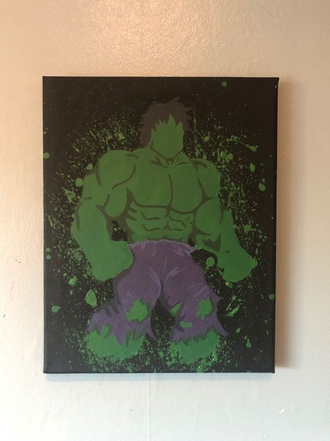 Incredible Hulk canvas Hulk Gift Ideas, Hulk Rock Painting, Avengers Painting Ideas On Canvas, Super Hero Paintings Canvases, Hulk Canvas Painting, Hulk Watercolor Art, Hulk Painting, Avengers Painting, Painting Canvases