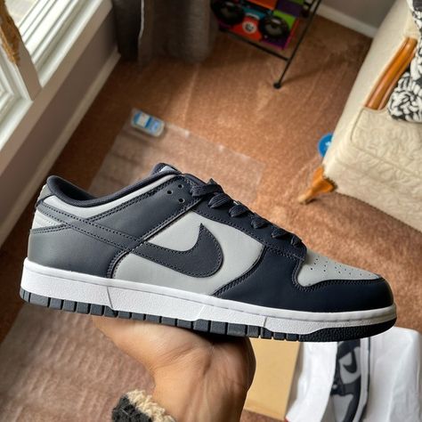 Nike dunk Georgetown Nike Dunk Georgetown, Georgetown Dunks Outfit, George Town Dunks, Georgetown Dunk, Nike Dunk Low Georgetown, Diy Home Office, Home Office Makeover, Dunks Outfit, Dr Shoes