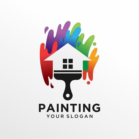 House Painting Logo Ideas, Logos For Painters, House Painting Logo Design, Painting And Decorating Logo, Paint Logo Design Graphics, Painting Logo Design Ideas, House Painter Logo, Painter Logo Design, Painting Company Logo