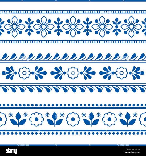 Nordic Folk Art, Scandinavian Floral, Chinoiserie Pattern, Floral Textile, Folk Art Flowers, Folk Design, Free Stencils, Floral Border Design, Scandinavian Print