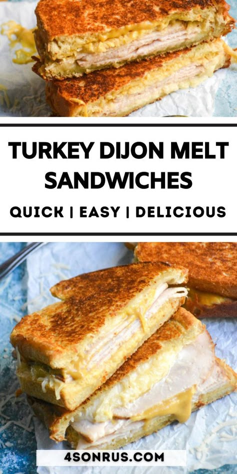 Melt Sandwiches, Turkey Sandwiches Recipes, Sandwhich Recipes, Best Sandwich Recipes, Panini Recipes, Panini Sandwiches, Grilled Cheese Recipes, Grilled Sandwich, Sandwiches For Lunch