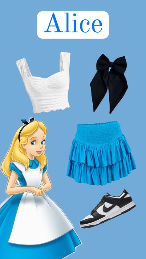 Alice in Wonderland inspired outfit!🕰️🐰💙 What character should I do next? #fyp #f4f #l4l #disney #alicenwonderland Disney Vacation Outfits, Alice In Wonderland Outfit, Disney Character Outfits, Disney Bound Outfits Casual, Disney Characters Costumes, Disney Trip Outfits, Disney Outfits Women, Princess Inspired Outfits, Alice Costume