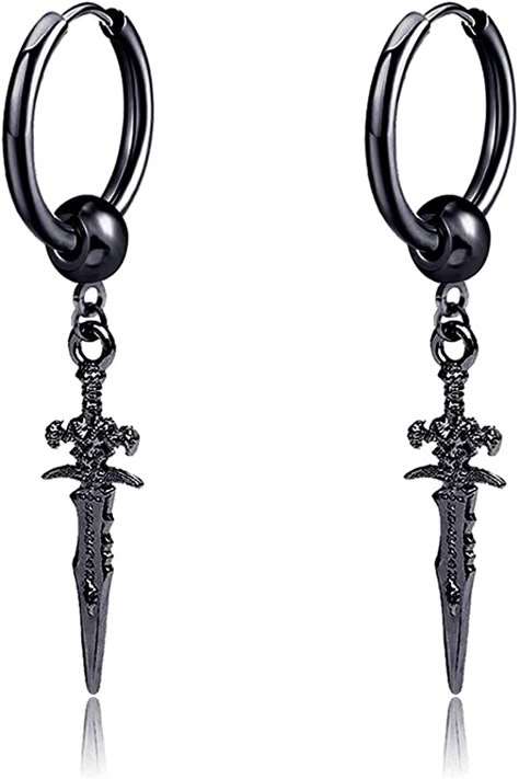 Amazon.com: Black Sword Drop Dangle Small Hoop Earrings for Women Girls Men Stainless Steel Engrave Animal Cross Dagger Charms Dangling Hoops Cuff Cartilage Wrap Hypoallergenic Vintage Punk Pray Jewelry: Clothing, Shoes & Jewelry Jewelry Clothing, Small Hoop Earrings, Vintage Punk, Brand Guidelines, Guys And Girls, Black Rings, Earrings For Women, Beautiful Earrings, Women Girl