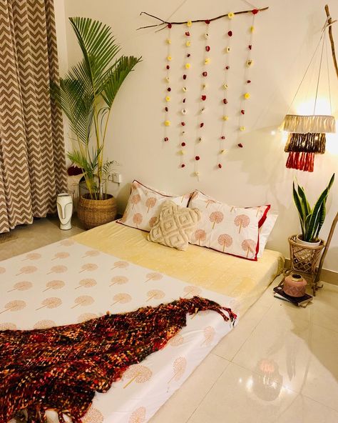 Checkout Idea pin to know how I created this setup Floor Bed Setup, Floor Bed Ideas For Adults Small Room, Mattress On Floor Ideas Bedrooms, Floor Bed Decor Ideas, Floor Bed Ideas For Adults, Mattress On Floor Ideas, Floor Beds, Bed Setup, Floor Seating Living Room