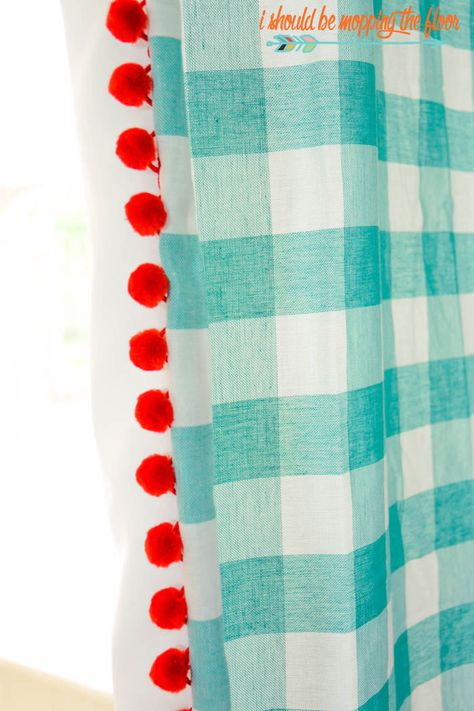 Sewing Curtains, Sew Curtains, Pom Pom Curtains, Diy Tablecloth, Curtains Diy, Curtains Ideas, Pocket Curtains, No Sew Curtains, Sewing Supplies Storage