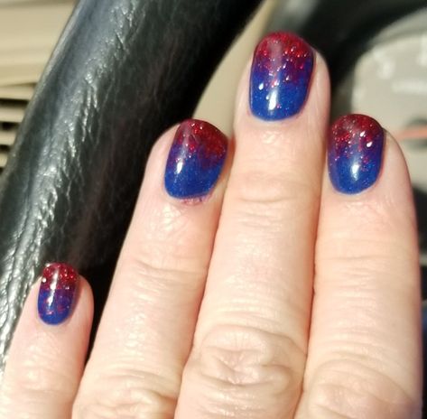 #Americana nails #4th of July nails #Ombre red & blue #Dip powder nails #Fourth! Red White And Blue Ombre Dip Nails, Red And Blue Ombre Nails, Fourth Of July Nails Dip, Blue Dip Powder Nails, Americana Nails, Nails 4th Of July, Nails Dip, Fourth Of July Nails, Nails Ombre