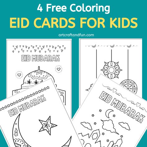 Eid For Kids, Eid Art And Craft, Eid Activities For Kids, Diy Eid Cards For Kids, Eid Cards Printable, Eid Cards For Kids, Ramadan Cards For Kids, Eid Printables, Eid Mubarak Printable