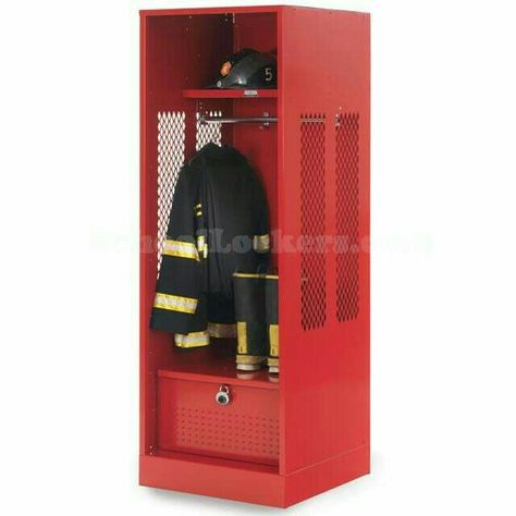 Fireman Room, Firefighter Bedroom, Fire Truck Room, Firefighter Room, Truck Room, Turnout Gear, Fire Man, Locker Accessories, Military Police