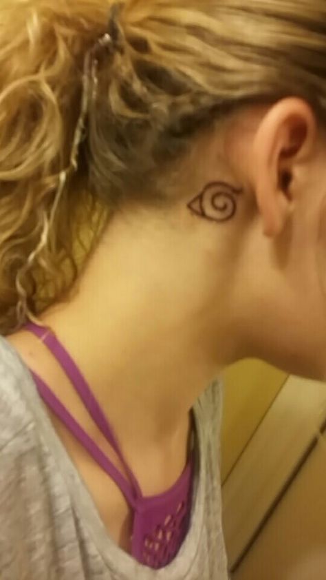 Hidden leaf village tattoo! Naruto. Hidden Leaf Village Tattoo, Leaf Village Tattoo, Village Tattoo, Hidden Leaf Village, Leaf Village, Ear Tattoo, Behind Ear Tattoo, Tattoo Ideas, Naruto