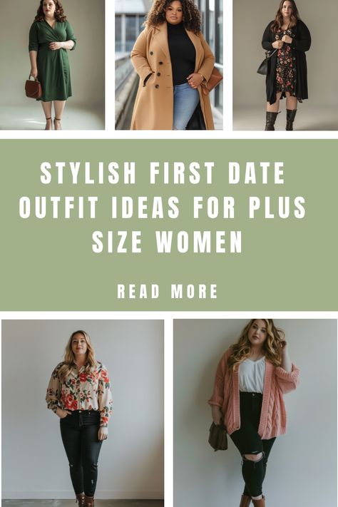 Stylish plus-size women in various fashionable first date outfits, including dresses and casual wear. Plus Size First Date Outfit, First Date Outfit Ideas, Outfit Ideas For Plus Size, Dress With Ankle Boots, First Date Outfit, Date Outfit Ideas, First Date Outfits, Plus Size Belts, Date Outfit