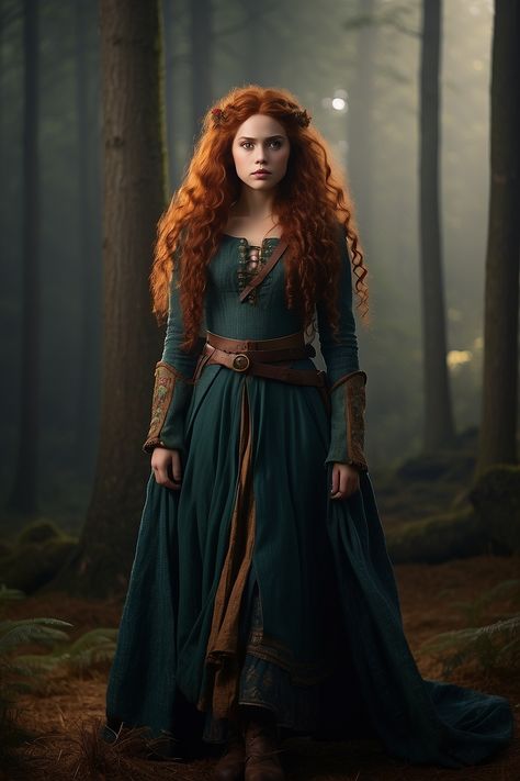 Merida dressed in the aesthetic of Susan Pevensie full 0 Brave Merida Costume, Merida Aesthetic Outfit, Merida Brave Hair, Peasant Dress Medieval, Merida Brave Costume, Merida Aesthetic, Merida Outfit, Brave Costume, Merida Princess