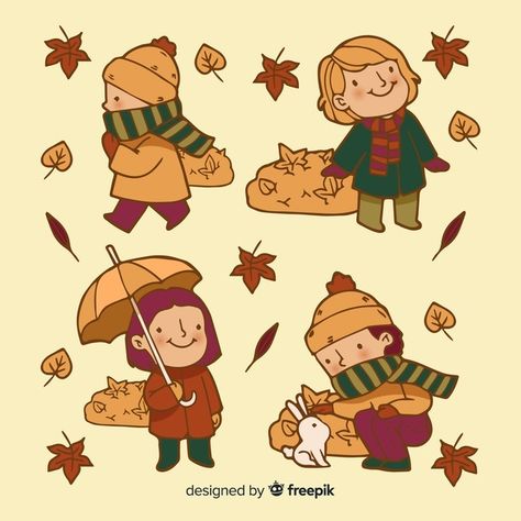 Art Assignments, Vector People, Autumn Illustration, Free Frames, Autumn Park, Sticker Ideas, Autumn Nature, Free Poster, Fun Illustration