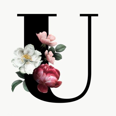 U Letter Wallpaper, Alphabet U, Floral Monogram Letter, Floral Font, Alphabet Photos, Alphabet Font, Floral Alphabet, Butterfly Printable, Alphabet Wallpaper