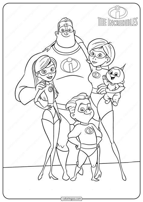 The Incredibles Family Portrait  #theincredibles #family #incredibles #disney #coloringpages #coloringbook #cartoon #coloring #painting #drawing #waltdisney Portrait Coloring Pages, Disney Coloring Pages Printables, Painting Pages, Family Coloring Pages, Coloring Drawing, Disney Princess Coloring Pages, Incredibles 2, Preschool Coloring Pages, Family Drawing