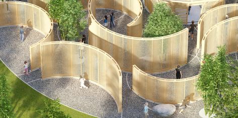 Meandering Mazes: 7 Labyrinthine Walkways To Explore - Architizer Journal Outdoor Architecture Design, Garden Pavilion Architecture, Gathering Space Architecture, Maze Landscape, Organic Seating, Outdoor Architecture, Museum Exhibition Design, Kindergarten Design, Conceptual Architecture