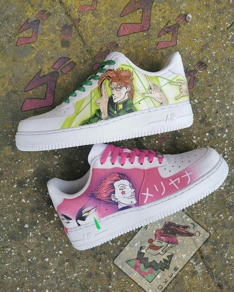 Hxh Hisoka, Custom Painted Shoes, Custom Shoes Diy, White Nike Shoes, Custom Nike Shoes, Shoes Sneakers Jordans, Anime Inspired Outfits, Costume Shoes, Fresh Shoes