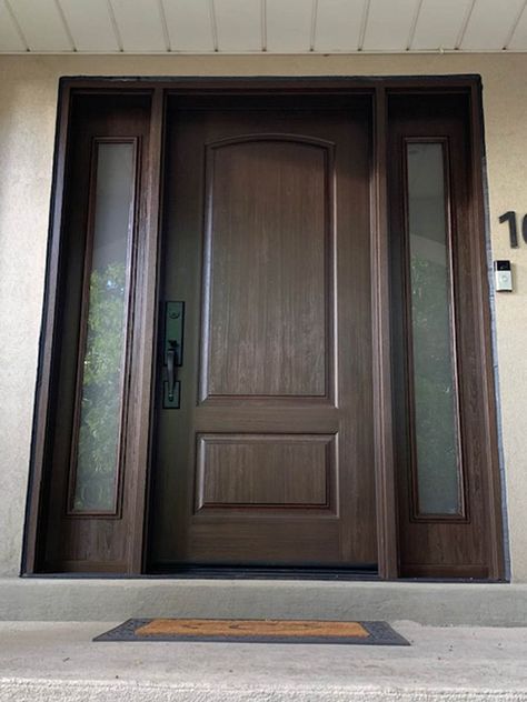 Fiberglass Doors Photo Gallery Fiberglass Double Doors Front Entry, House Entry Doors, Fiberglass Front Entry Doors, Entry Door Designs, Door Glass Inserts, House Entry, Fiberglass Exterior Doors, Front Door Styles, Fiberglass Front Door