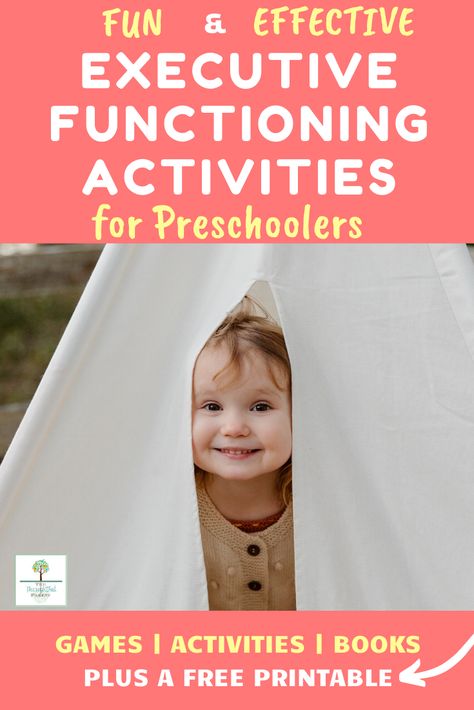 Executive functioning activities can help preschoolers develop much-needed skills like planning ahead, memory and self-control. Foster these skills with simple games, books and activities. #preschoolers #executivefunction #backtoschool #kidsactivities Less Executive Functioning Activities, Books And Activities, Infant Lesson Plans, Executive Functioning Skills, Executive Function, Pre Writing Activities, Activities For Preschoolers, Social Emotional Development, Executive Functioning