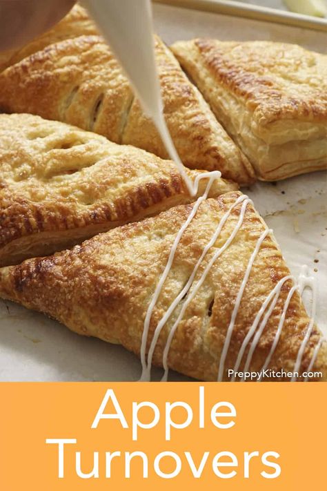 These delicious Apple Turnovers are so easy to make with store-bought puff pastry sheets and a flavorful made-from-scratch apple filling. They’re so light, flaky, and delicious. Even better, they only take a few minutes to prepare, making for the perfect fall dessert. Apple Strudel Puff Pastry, Apple Turnovers With Puff Pastry, Easy Apple Turnovers, Recipes Using Puff Pastry, Apple Turnover Recipe, Puff Pastry Apple, Apple Pastry, Turnover Recipes, Apple Puff Pastry