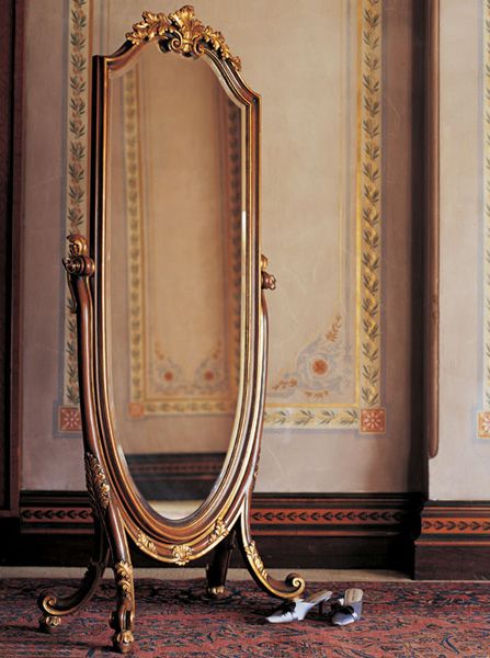 The boudoir is the perfect place for an ornate cheval mirror. If you don’t have the room for one, a lovely oval mirror over the dresser makes the room seem more intimate and personal  #mirror #mirrors Ornate Standing Mirror, Room Full Of Mirrors, Mirrors Bedroom, Mirror Floor, Horizontal Mirrors, Traditional Mirror, Mirror Bedroom, Mirror Room, Cheval Mirror