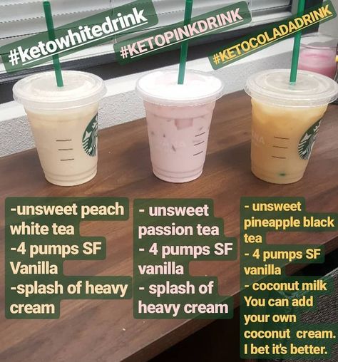 Low Carb Starbucks Drinks, Types Of Drinks, Resep Starbuck, Low Carb Starbucks, Macro Counting, Keto Cereal, Healthy Starbucks Drinks, Keto Drinks, Starbucks Coffee Drinks