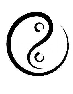 Non Generic Tattoos, Karma Knot Tattoo, Small Swirl Tattoo, June Tattoo Ideas Symbols, Unique Yin Yang Tattoo, Ying Yang Finger Tattoo, Peace Sign Tattoo Ideas, Taoism Tattoos, Round Tattoo Design