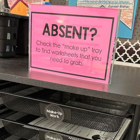 Dana Niblett on Instagram: "Over the years, I have implemented several systems and procedures that have helped make my “teacher life” easier.  One of those procedures are these absent trays.   When students are absent, I write their names in any worksheets that I handed out that day and put them in these absent drawer (organized by class period).   Students know that the procedures for getting make up work after an absence are as follows: ✅ Check Google Classroom  ✅ Check the absent drawer (pictured here)  This ensures consistency throughout the year and students never have to wonder what we did in class during their absence.   GAME. CHANGER. 👏   #teachertips #highschoolteacher #iteachscience #classroomorganization #newteachertips #newteacher" Absent Work, Teacher Organization, High School Teacher, Work Organization, Teacher Hacks, New Teachers, Fourth Grade, 5th Grades, That Day