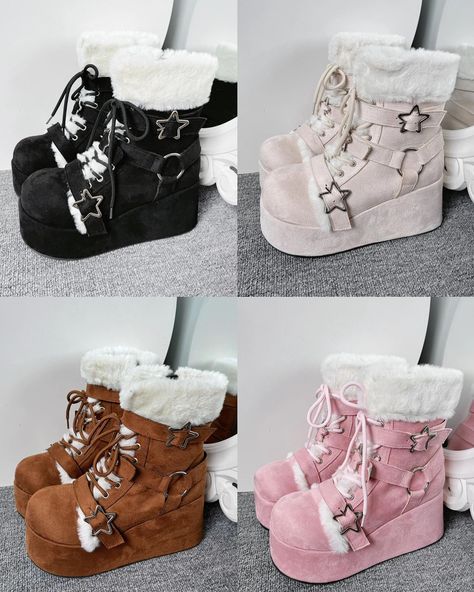 Time for gear up for winter! Snow boots pre-sale starts now! 🎀🤍⛄️ ♡ These shoes are from 𝘄𝘄𝘄.𝗵𝗲𝗮𝗿𝘁𝗼𝗳𝗱𝗼𝗹𝗹.𝗰𝗼𝗺, link in bio! ♡ search keyword: Star Whisper ♡ colors: 💗🖤🤍🤎 ༶•┈┈┈┈┈ ༺☆༻ ┈┈┈┈┈•༶ #softaesthetic #shoeslover #girlstyle #aesthetic #aestheticstyle #kawaiigirl #outfits #fyp #kawaiiaesthetic #newpost #kawaii #y2kfashion #y2kfashioninspo #accessories #sanriojapan #y2k #pinkpinkpink #melaniemartinez Kawaii Winter Boots, Snow Boots Aesthetic, Fleece Boots, Estilo Real, Turks And Caicos, Caicos Islands, Seychelles, Cayman Islands, 7 And 7