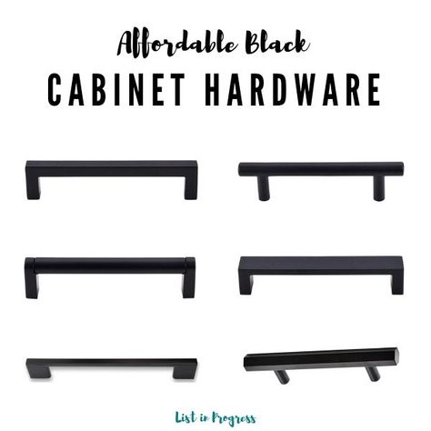 Kitchen Hardware White Cabinets, Cabinet Hardware Ideas, Black Kitchen Hardware, Black Cabinet Pulls, Ikea Black, Black Kitchen Handles, Black Kitchen Table, Hardware Ideas, Modern Black Kitchen