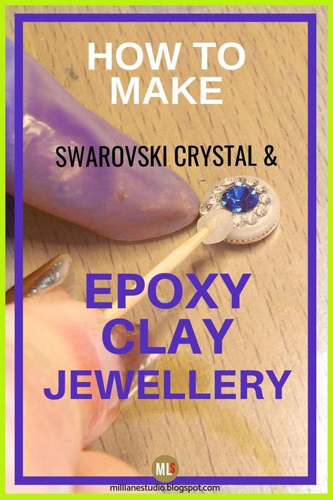 Use epoxy clay to embed pointy back Swarovski crystals to create jewellery that glistens in the light and sparkles brilliantly. With this technique you can have the sparkle of diamonds but at a budget price! Resin Beginner, Polyclay Earrings, Dry Flowers For Resin, How To Make Resin Jewelry, How To Dry Flowers, Resin Tips, Resin Moulds, Working With Resin, Coasters Resin