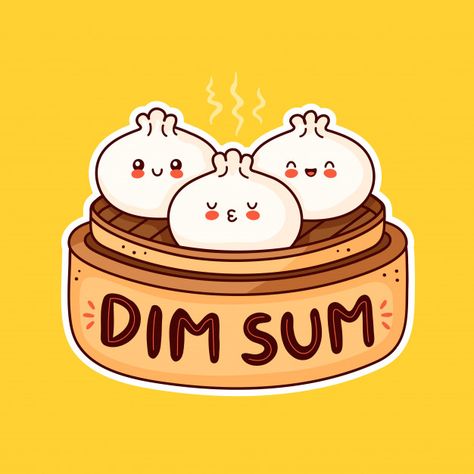 Cute happy smiling dim sum. flat cartoon... | Premium Vector #Freepik #vector #food Sushi Artwork, Monster Logo, Food Monster, Business And Advertising, Cartoon Character Illustration, Japanese Food Illustration, Food Illustration Design, Kawaii Sushi, Chibi Food