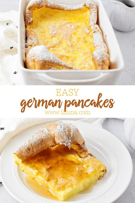 Easy German Pancakes, German Pancakes Recipe, Homemade Breakfast Recipes, German Pancakes, Lil Luna, Favorite Breakfast Recipes, Sunday Breakfast, Homemade Breakfast, Breakfast Pancakes