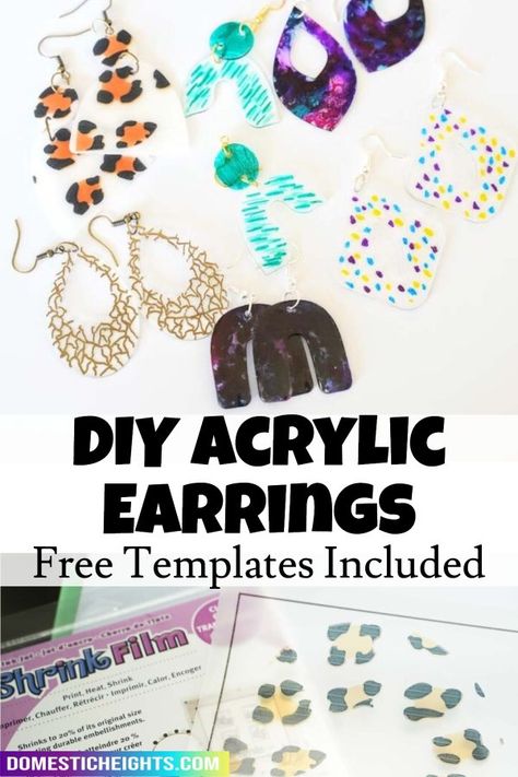 Acrylic Earrings Diy, Earrings With Cricut, Diy Acrylic Earrings, Diy Leather Bows, Diy Resin Earrings, Diy Crafts Earrings, Earrings Diy Handmade, Anime Earrings, Aesthetic Earrings