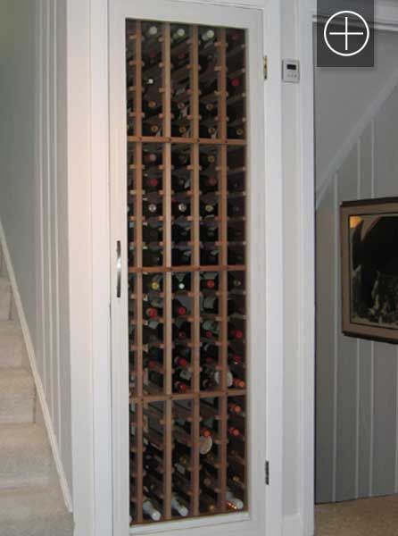 Wine Cellar Closet, Wine Door, Diy Wine Cellar, Unfinished Basements, Small Closet Room, Under Stairs Wine Cellar, Small Closet Door Ideas, Basement Ceilings, Closet Conversion