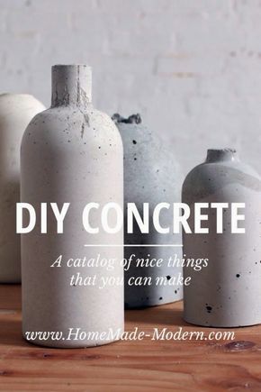 DIY: Concrete vase by HomeMade Modern - he also makes light pendants on another page. Like this guys stuff! Concrete Vase Diy, Concrete Vase, Homemade Modern, Decoration Beton, Vase Diy, Concrete Vases, Cement Diy, Astuces Diy, Concrete Ideas