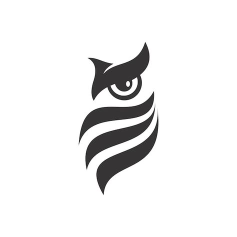 Black owl logo design in white backgroun... | Premium Vector #Freepik #vector #silhouette-logo #owl-logo #animal-logo #bird-logo Logo For Graphic Designer, Owl Line Drawing, Owl Graphic Design, Owl Eyes Logo, Owl Black And White, Owl Icon, Owl Logo Design, Minimal Logos Inspiration, Logo Bird