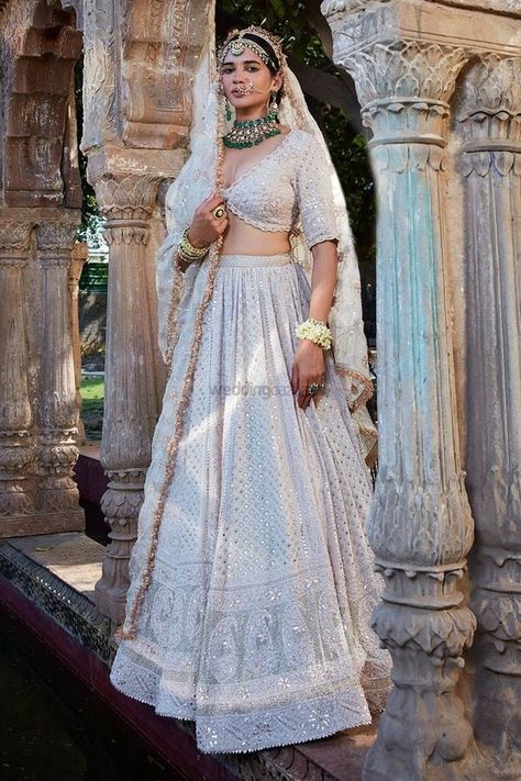 35+ Beautiful Chikankari Lehengas that are too Good to be Missed! | WeddingBazaar Designer Lahangas, Conceptual Shoot, Silver Lehenga, Falguni Shane Peacock, Chikankari Lehenga, White Lehenga, Happy Dresses, Red Lehenga, Fishtail Skirt