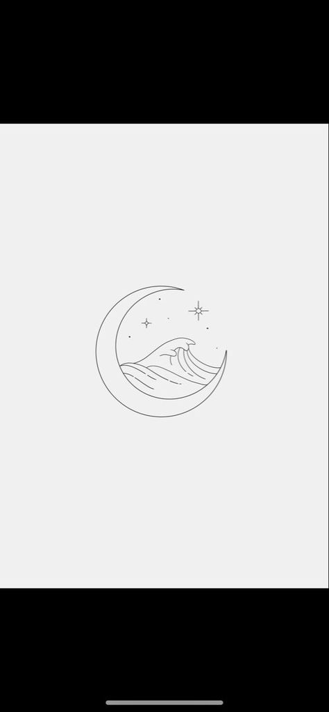 Wave In Moon Tattoo, Wave And Moon Tattoo Small, Waves Tatoos Ideas, Sun Moon Wave Tattoo Small, Wave With Moon Tattoo, Moon And Waves Tattoo Simple, Moon With Waves Tattoo, Sun Moon Waves Tattoo, Dainty Moon Tattoos